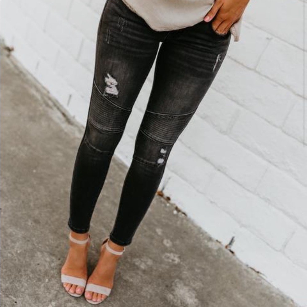 VICI - grey piped frayed skinnies